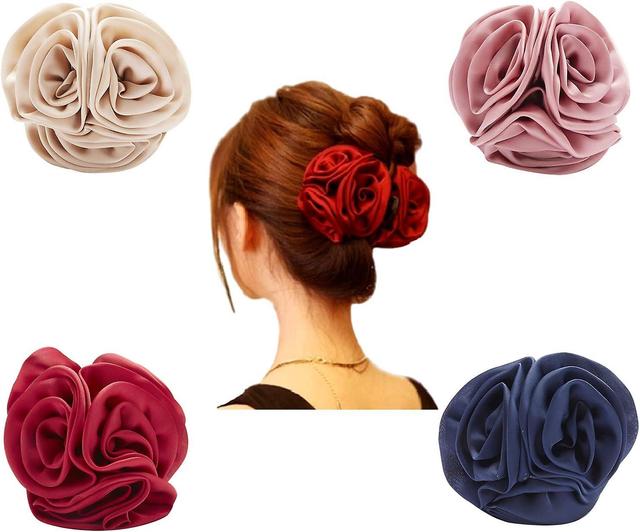 Dewenwils Dww- Ensemble De 4 Pices De Grands Accessoires Pour Cheveux En Mousseline De Soie Papillon Rose, Pinces Cheveux En Mtal, Pingles Mchoir... on Productcaster.