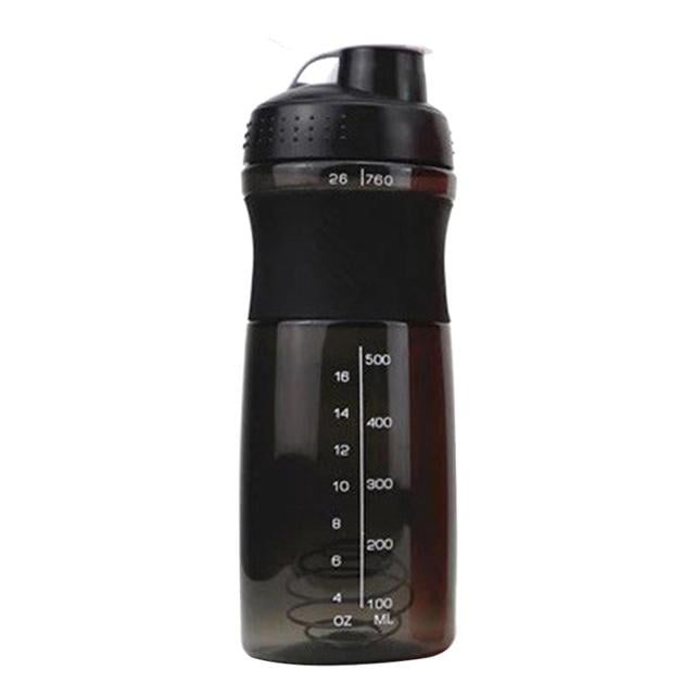 Tyuhe 760ml Shaker Bottle Eco-friendly Large Capacity Plastic Protein Powder Mixing Bottle Supplies for Outdoor Black on Productcaster.