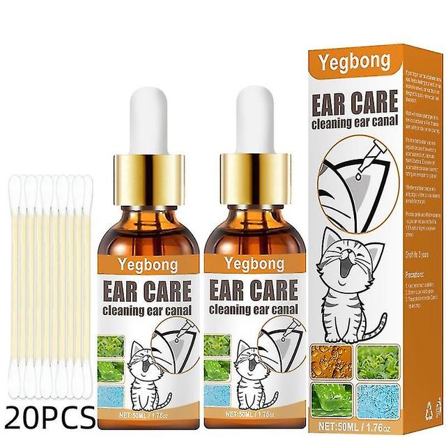 2x Pet Ear Cleaner Drops Para Infecções Controle Levedura & Ácaros Cera Ear Ácaros on Productcaster.