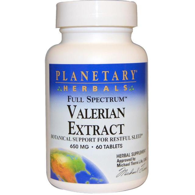 Planetary Herbals, Valerian Extract, Full Spectrum, 650 mg, 60 Tablets on Productcaster.