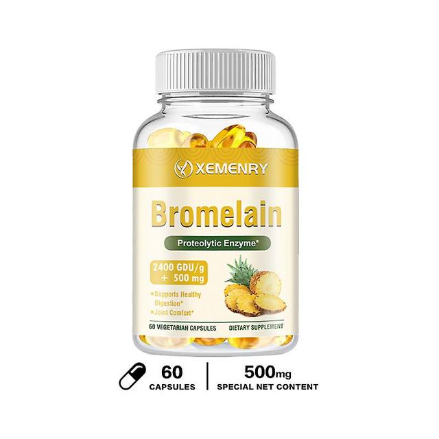 Vorallme bromelaín (prírodný proteolytický enzým) 2400 gdu/g - 500 mg, prírodný proteolytický enzým, 120 vegetariánske kapsuly 60 Capsules on Productcaster.