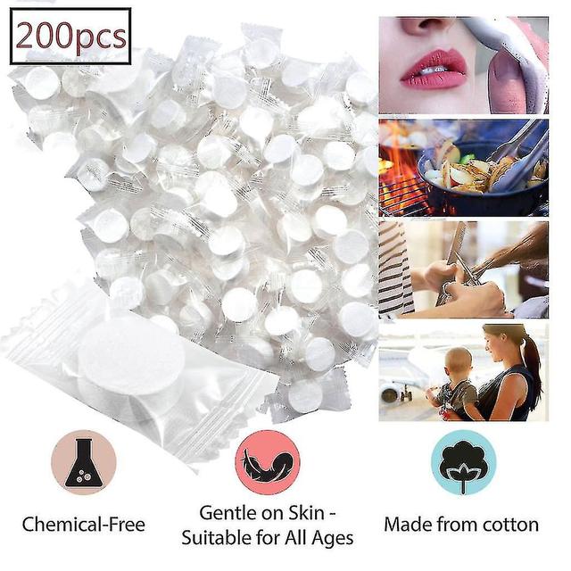 200 Stück Einweg-Trockentücher in Form von Tabletten Platzsparende gepresste Handtuch Handtuch Pillen Mini Magic Handtuch für unterwegs, Vac on Productcaster.