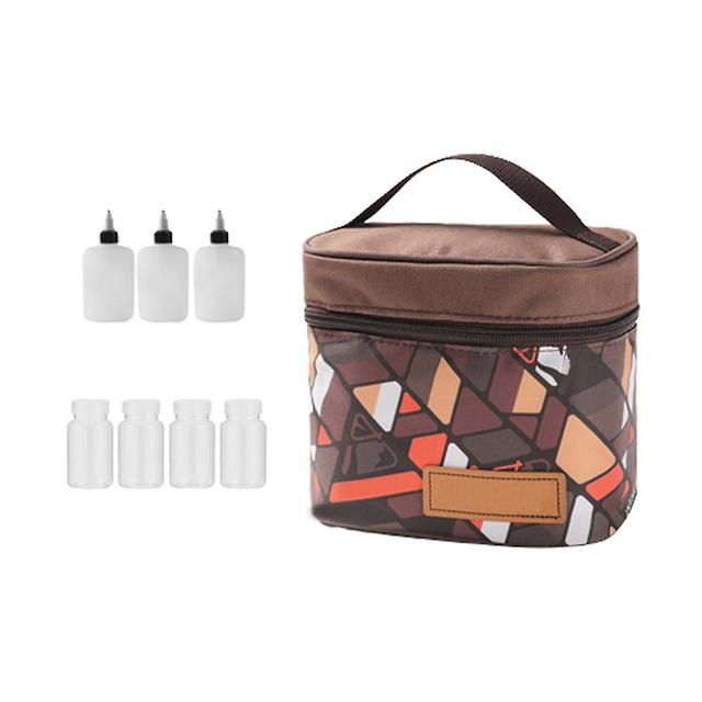 7 Pcs Handle Bag Seasoning Set Portable Camping Seasoning Container Sturdy Durable Salt Jar Brown on Productcaster.