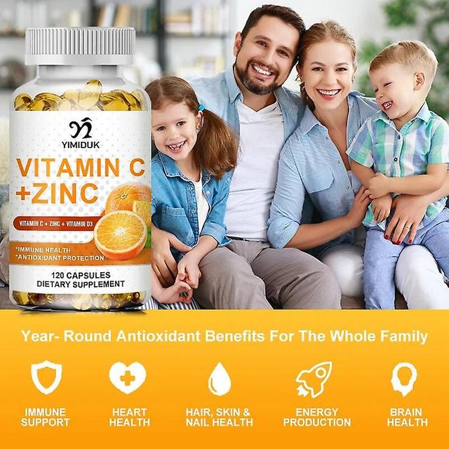 Visgaler Organic Vitamin C & Zinc Capsules Supplements Antioxidant Immune Pigmentation Support Anti-wrinkle Whitening Skin 3 Bottles 120 PCS on Productcaster.