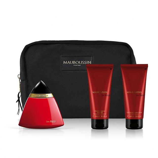 Mauboussin - Prestige Box 2022 in Rot: Eau de Parfum 100 ml, Precious Shower 100 ml, Parfümierte Milch 100 ml & Kulturbeutel Rot & Gold on Productcaster.