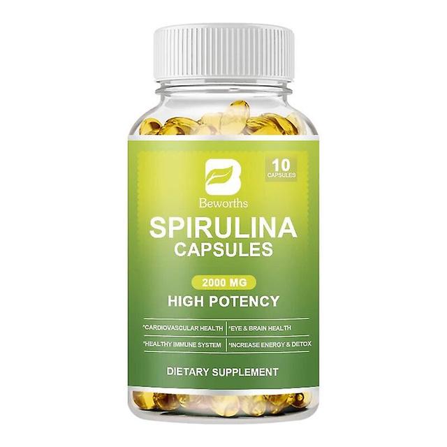 Eccpp Organic Spirulina Capsules With Chlorophyll Protein Supplement Supports Powerful Detoxification,energy & Healthy Immune System 10 Capsules on Productcaster.