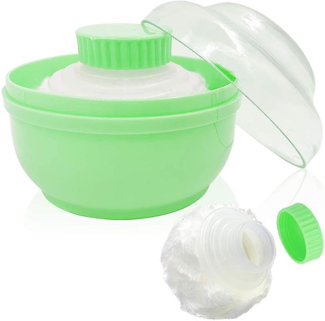 Refillable Powder Box With Puff Green on Productcaster.