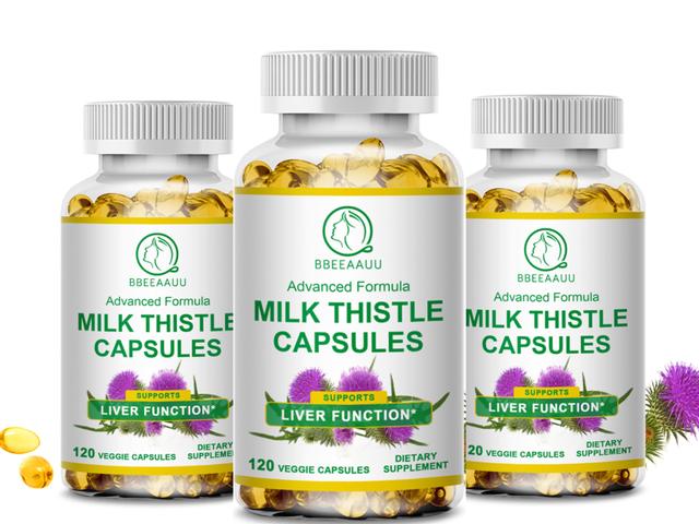 Visgaler Milk Thistle Capsules Detox Protect Liver & Cardiovascular Health Enhance Liver Function Reduce Blood Lipids & Cholesterol 3bottle x120pcs on Productcaster.