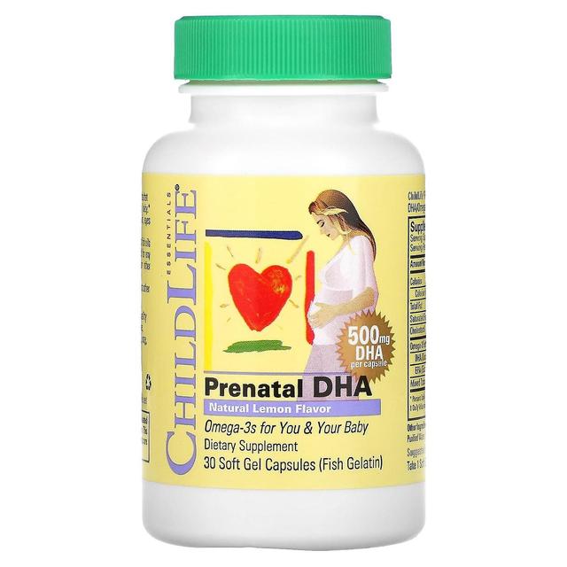 ChildLife, DHA pré-natal, Sabor Natural de Limão, 500 mg, 30 Cápsulas de Gel Mole on Productcaster.