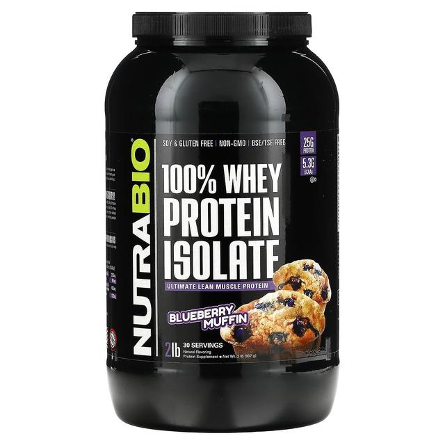 Nutrabio Labs, 100% Whey Protein Isolate, Blueberry Muffin, 2 lb (907 g) on Productcaster.