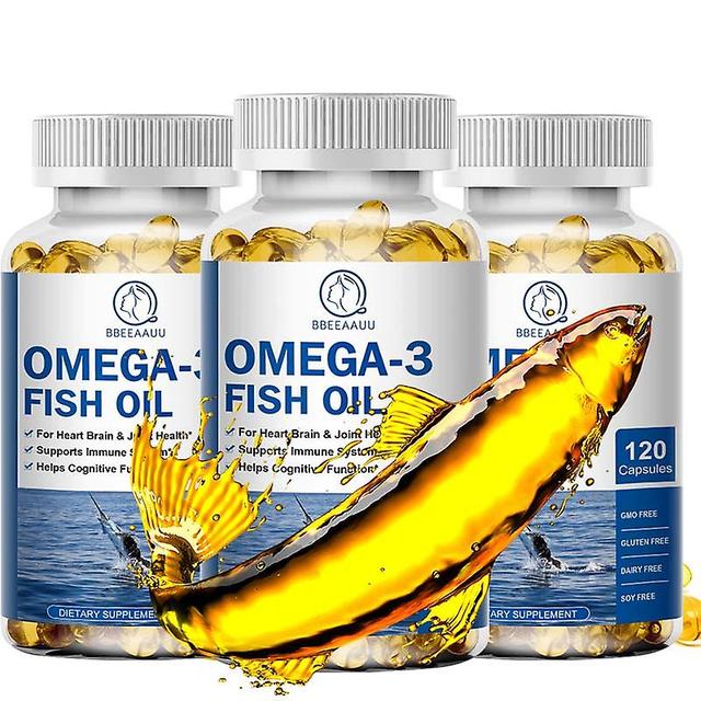 Visgaler Omega 3 Fish Oil Capsule Unsaturated Fatty Acids Promote Brain Development Focus & Memory Support Cardiovascular Health 3bottle x120pcs on Productcaster.