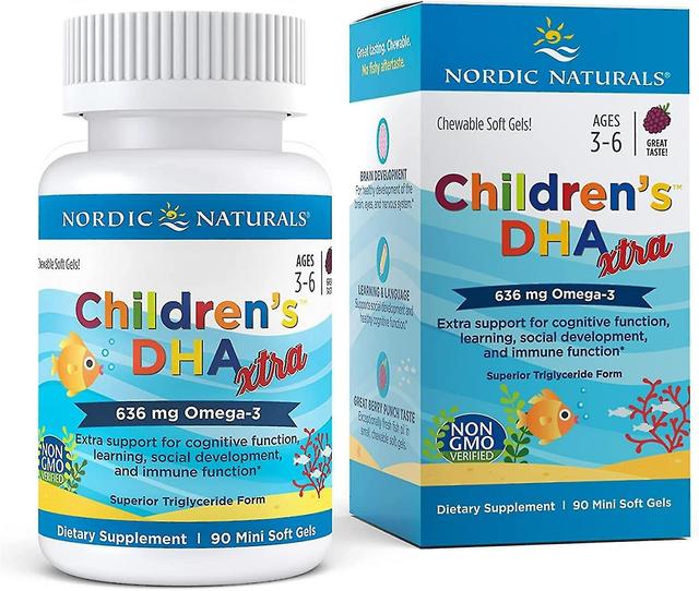 Nordic Naturals Children's DHA Xtra 636mg Omega-3 90 Mini Softgels (Berry Punch) on Productcaster.