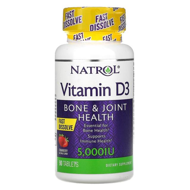 Natrol, Vitamin D3, Bone & Joint Health, Strawberry, 5,000 IU, 90 Tablets on Productcaster.