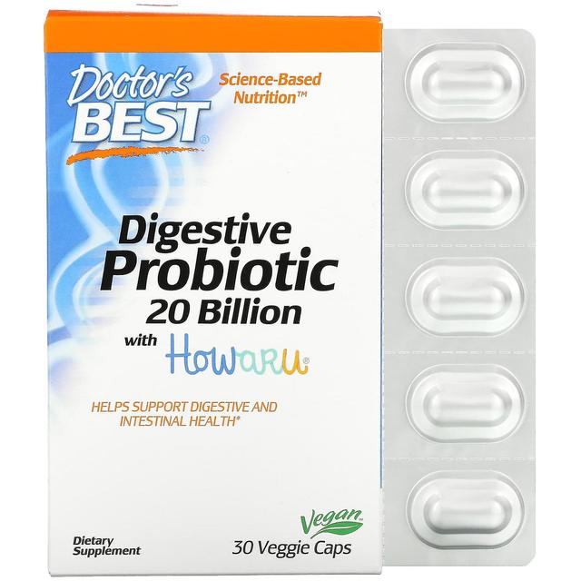 Doctor's Best, Digestive Probiotic with Howaru, 20 Billion CFU, 30 Veggie Caps on Productcaster.