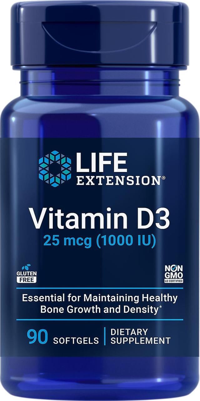 Life Extension Vitamin D3 25 mcg (1000 IU) 90 Softgels on Productcaster.