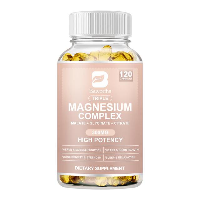 Tib Magnesium Complex Capsules Supplément de santé osseuse et cardiaque, soutien du sommeil, relaxation musculaire, soulagement du stress et de l’a... on Productcaster.