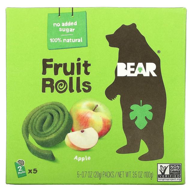 Bear, Fruit Rolls, Apple, 5 Packs, 0.7 oz (20 g) Each on Productcaster.