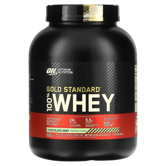 Optimum Nutrition, Gold Standard 100% Siero di Latte, Cioccolato alla menta, 4,94 libbre (2,24 kg) on Productcaster.