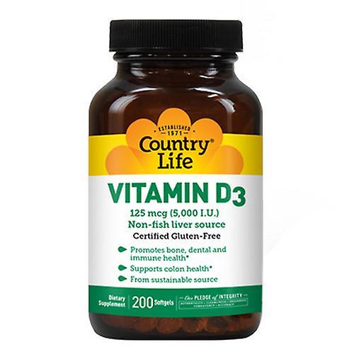 Country Life Vitamin D3,5000 IE, 200 softgels (pakke med 3) on Productcaster.