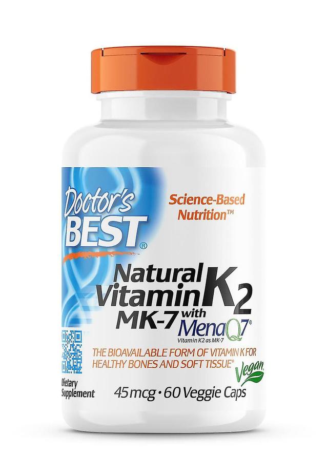 Lægens bedste naturlige vitamin K2 MK-7 med MenaQ7 45 mcg 60 veggie kapsler on Productcaster.