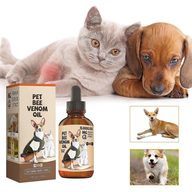 Pet Bee Venom Oil, Bee Venom Joint og knogleterapi til hunde katte, Pet Bee Venom Fælles og epilepsi behandling olie, Relief Joint Pain 3 stk. on Productcaster.