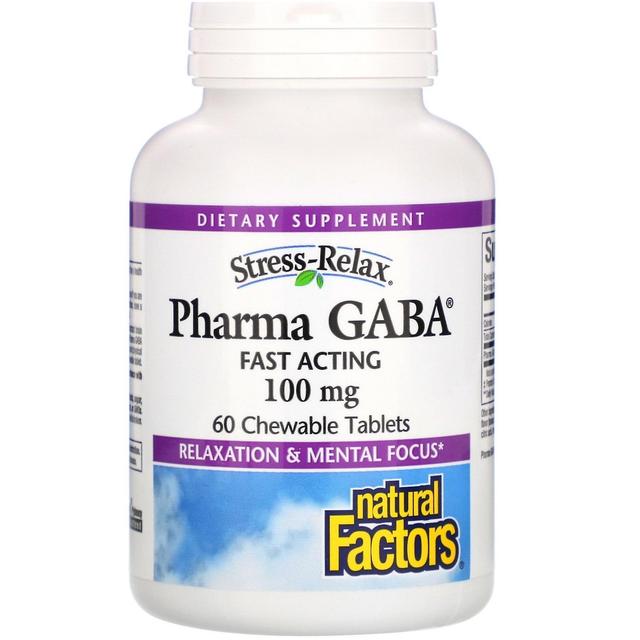 Natural Factors, Stress-Relax, Pharma GABA, 100 mg, 60 Chewable Tablets on Productcaster.