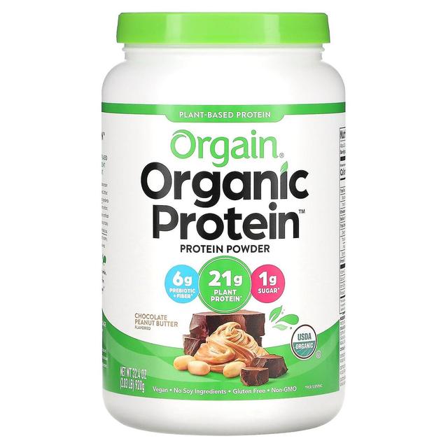 Orgain, organiskt proteinpulver, växtbaserat, chokladjordnötssmör, 2.03 lb (920 g) on Productcaster.