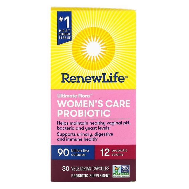 Renew Life, Ultimate Flora, Women's Care Probiootti, 90 miljardia elävää kulttuuria, 30 kasviskapselia on Productcaster.