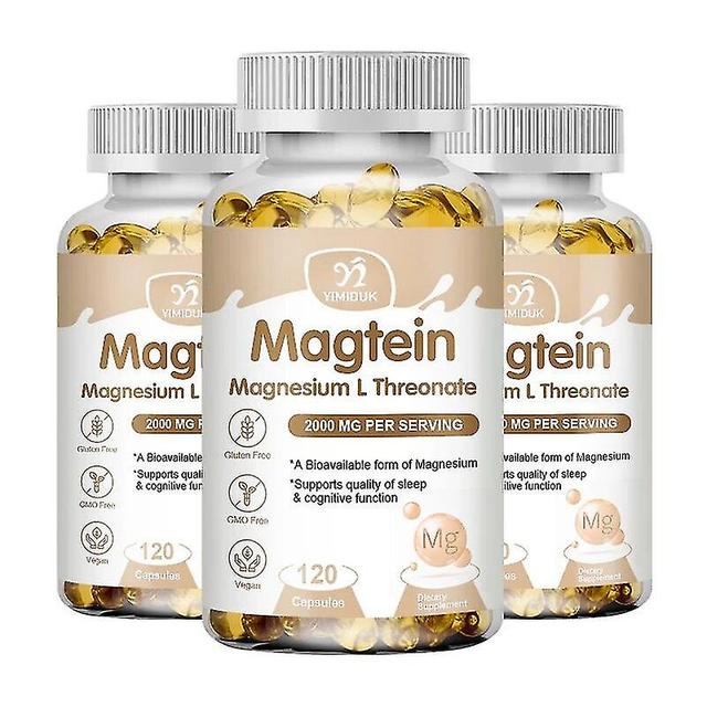 Huamade Magtein Magnesium L-threonate Capsules Supports Focus, Memory & Learning Brain Health Supports Quality Of Sleep 3 Bottles 120 PCS on Productcaster.