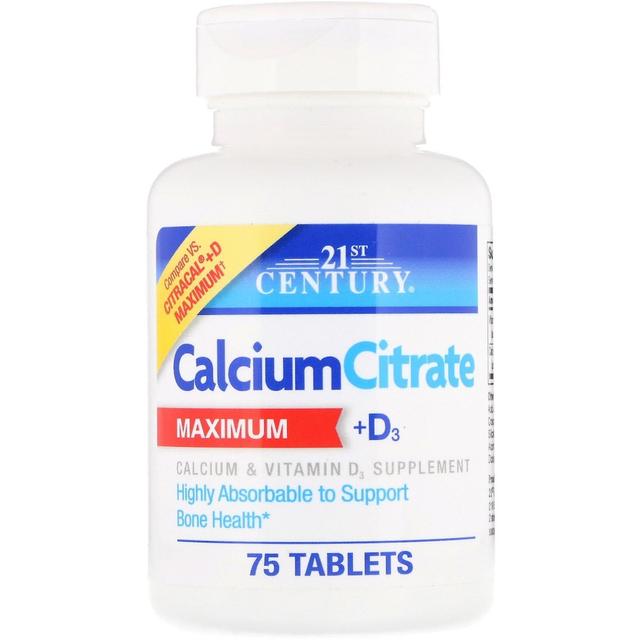 21st Century, Calcium Citrate Maximum + D3, 75 Tablets on Productcaster.