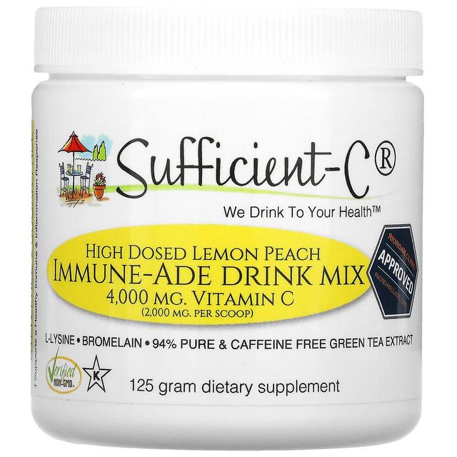 Sufficient-C C Suficiente, Mistura de Bebidas Imuno-Ade em Alta Dose, Pêssego Limão, 4.000 mg, 125 g on Productcaster.