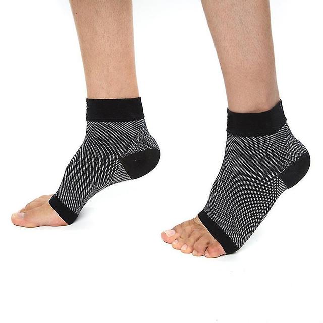 Sport Kompressionsstrümpfe Hochelastische Zehenlose Fußärmel Hautfreundliche Knöchelstütze Socken schwarz on Productcaster.