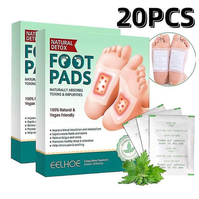 20pcs ingredientes naturais detox pés patches, vinagre de bambu orgânico detox almofadas de pé melhora a qualidade do sono on Productcaster.