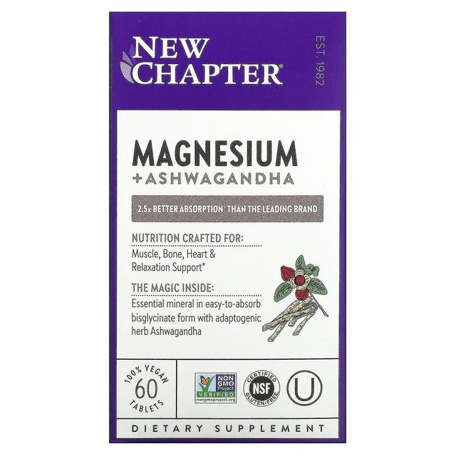 New Chapter, Magnesium + Ashwagandha, 60 Vegan Tablets on Productcaster.