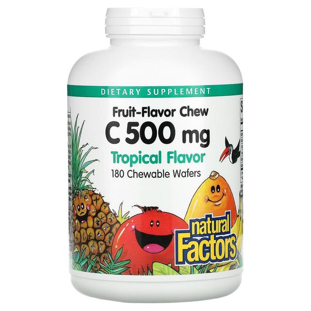 Natural Factors Naturliga faktorer, fruktsmak tugga C-vitamin, tropiska, 500 mg, 180 tuggbara rån on Productcaster.