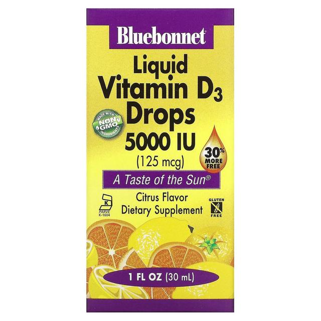 Bluebonnet Nutrition, Liquid Vitamin D3 Drops, Citrus, 5,000 IU, 1 fl oz (30 ml) on Productcaster.