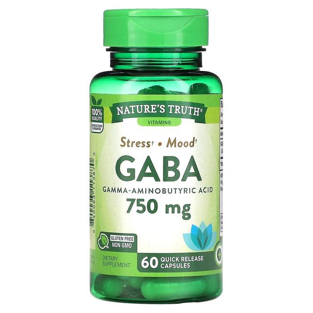 Nature's Truth, Gaba, Gamma Aminobutyric Acid, 750 mg, 60 Quick Release Capsules on Productcaster.