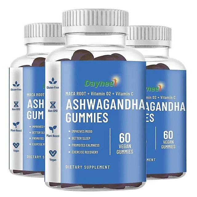 Ashwagandha Gummies Supplement Ksm-66 Plant Seed Extract Organic Vegan Gluten Free Root Powder Ashwagandha Gummies 3pcs on Productcaster.