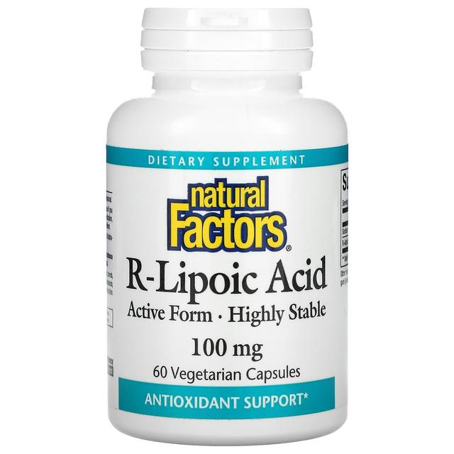 Natural Factors Naturlige faktorer, R-Lipoic Acid, 100 mg, 60 vegetariske kapsler on Productcaster.