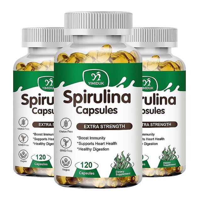 Eccpp Organické kapsuly spiruliny 1500mg Maximálna sila podporuje imunitný systém, srdce, bunky a energiu 3 fľaše 60 pcs on Productcaster.