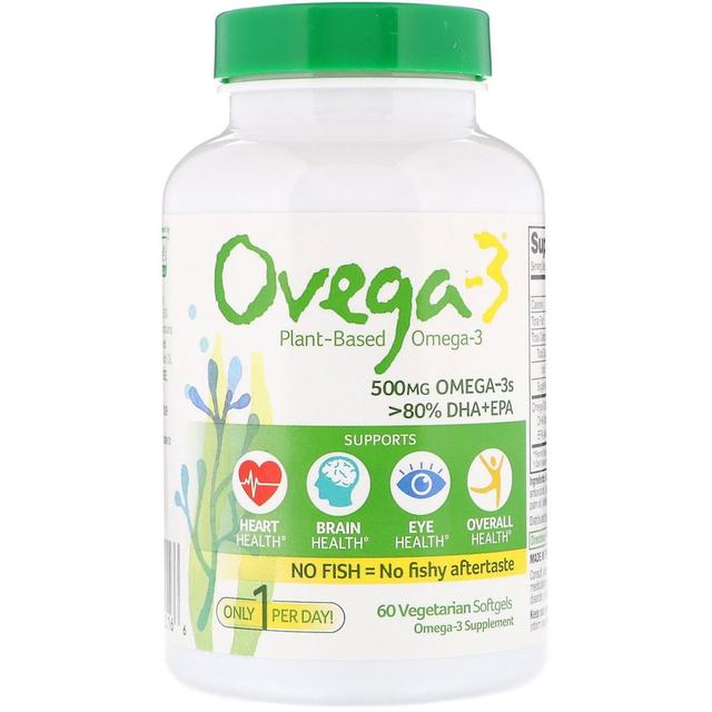 Ovega-3, vegaaniset omega-3s DHA + EPA, 500 mg, 60 kasvispehmeää geeliä on Productcaster.