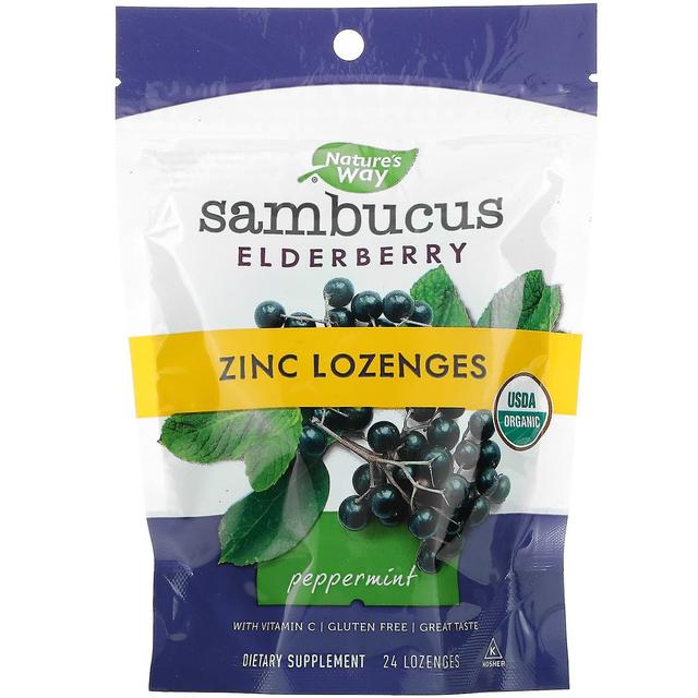 Nature's Way, Sambucus, Zinkpasiller, Pepparmynta, 24 Sugtabletter on Productcaster.