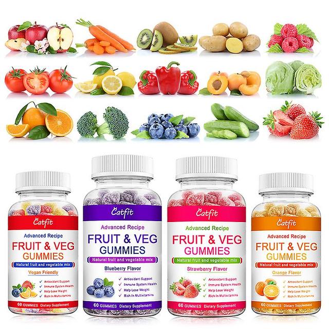 Vorallme Multi-vitamin Fruit&vegetable Gummy Gastrointestinal Nursing Help Digestion Fruit And Vegetable Fiber Supplements Orange 30pcs on Productcaster.