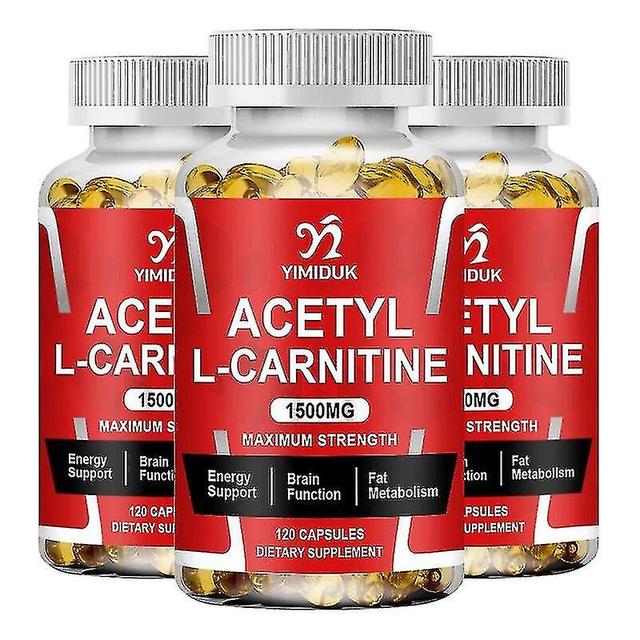 Huamade Acetyl L-carnitine 1500mg High Potency Supports Natural Energy Production Supports Memory Focus Increase Body Performance 3 Bottles 120 pcs on Productcaster.