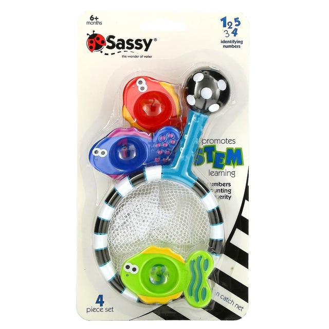 Sassy, giocattolo da bagno evolutivo, rete Catch 'n Count, 6 + mesi, set di 4 pezzi on Productcaster.