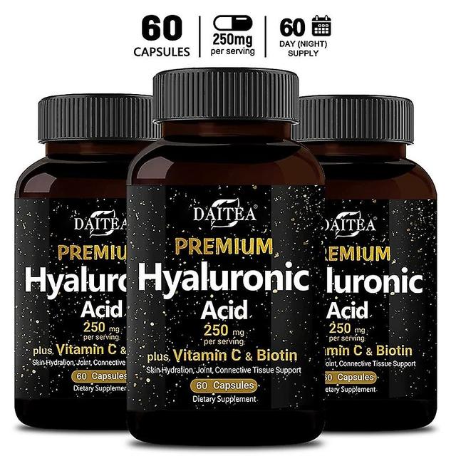 Sofirn Hyaluronic Acid Supplement, 250 Mg with Biotin and Vitamin C-3-in-1, Skin Hydration, Joint Lubrication, Hair and Eye Health 60 count-3 bottle on Productcaster.