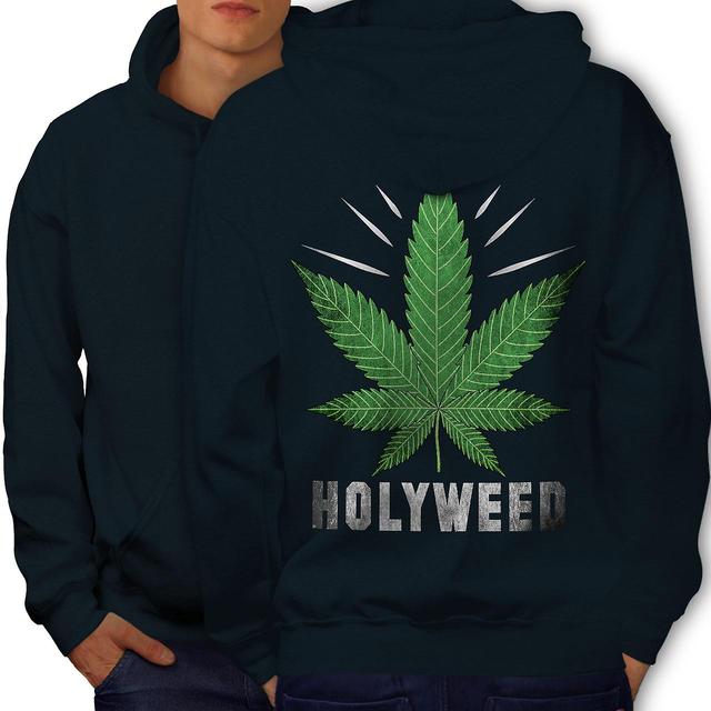 Weed Canabis Herb Men NavyHoodie Back | Wellcoda Navy Medium on Productcaster.