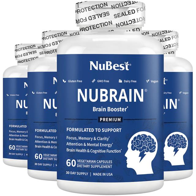 NuBest Nutrition NuBrain, Brain Booster, stödjer hjärnans hälsa, fokus och minne, 60 veganska kapslar on Productcaster.