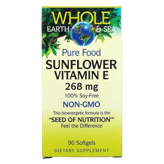 Natural Factors, Whole Earth & Sea, Sunflower Vitamin E, 268 mg, 90 Softgels on Productcaster.