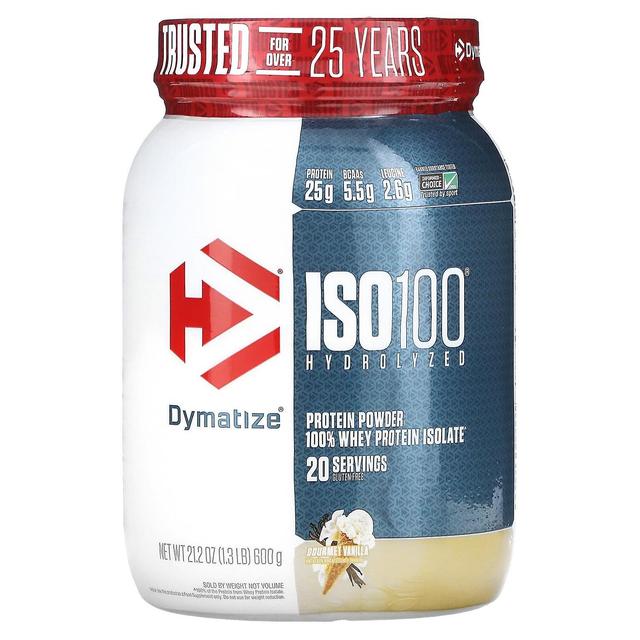 Dymatize, ISO 100, Hydrolyzed, 100% Whey Protein Isolate Powder, Gourmet Vanilla, 1.3 lb (600 g) on Productcaster.